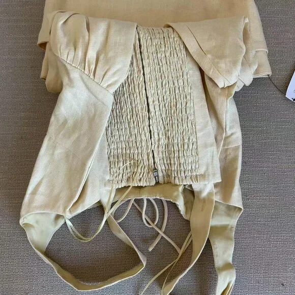 NWT Reformation Balia Linen Midi Dress Sz6 Parmesan Yellow Linen Casual - Picture 8 of 9